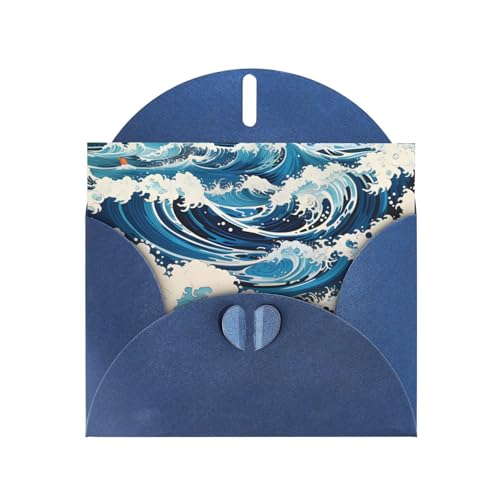 Ukiyo-E Style Waves horizontale Weihnachtskarte mit blauem herzförmigem Umschlag und zum Schreiben verschiedener Urlaubsgrüße Ukiyo-E Style Waves horizontale Weihnachtskarte mit blauem herzförmigem Umschlag und zum Schreiben verschiedener Urlaubsgrüße von BOAIHH