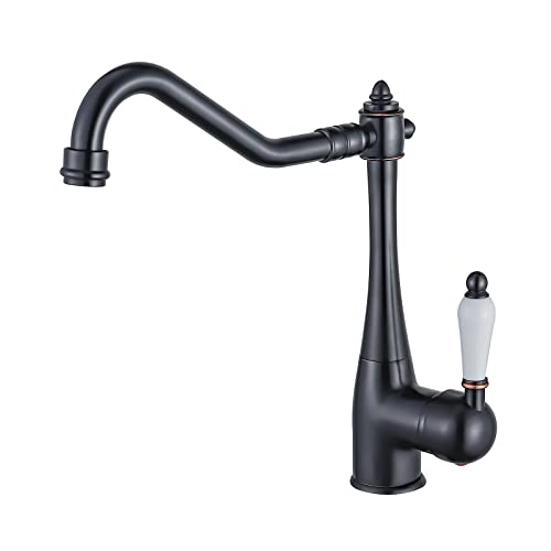 BOAOTX Küchenarmatur Schwarz Retro, Wasserhahn Küche Landhaus, 360° Drehbar Spültischarmatur Antik, Einhebel Mischbatterie Küchenspüle Amatur aus Messing Öl eingerieben Bronze von BOAOTX