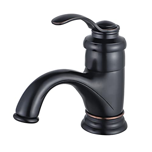 BOAOTX Wasserhahn Bad Schwarz Retro, Waschtischarmatur Antik, Armatur Waschbecken Nostalgie, Badarmatur Mischbatterie Einhebel aus Messing für Badezimmer Bronze Gebürsteter von BOAOTX