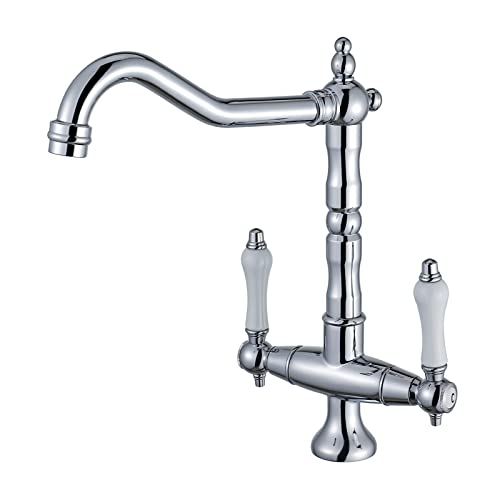 BOAOTX Wasserhahn Küche Chrom, Küchenarmatur Zweigriffmischer Spültischarmatur 360° Schwenkbar, Mischbatterie Küchenspüle Armatur Hoher Auslauf aus Messing Hochdruck BOAOTX Wasserhahn Küche Chrom, Küchenarmatur Zweigriffmischer Spültischarmatur 360° Schwenkbar, Mischbatterie Küchenspüle Armatur Hoher Auslauf aus Messing Hochdruck von BOAOTX