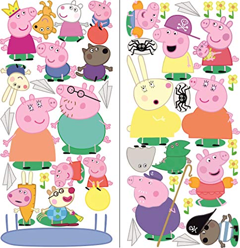 Peppa Pig Wandtattoo Peppa Pig wall stickers 2 Blatt Peppa Pig Pattern 750mmX 350mm von BOARA