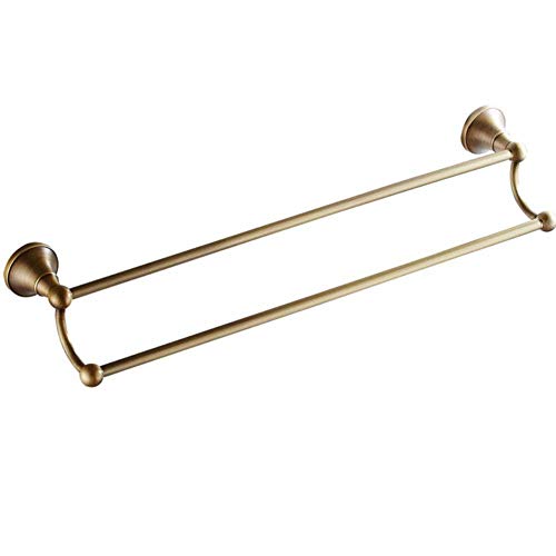 BOATX Retro Bad Doppel-Handtuchhalter,Wand-Handtuchstangen,60cm,Doppelschicht,Badetuchstange Badezimmer Badetuchhalter aus Messing (Antik Messing Gebürstet) von ZOUXO