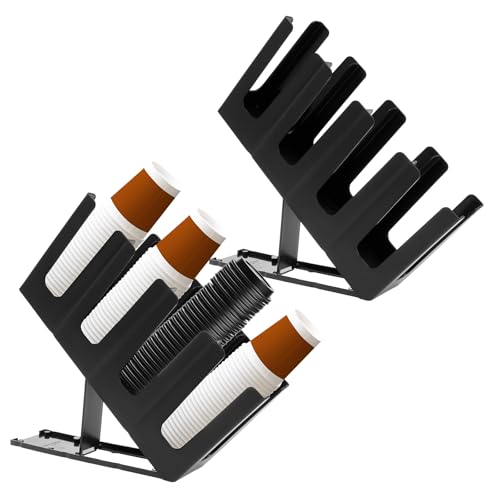 2 Stück Cup Holder Deckelspender Becherhalter Deckelhalter Getränkehalter Kaffeebecherhalter Becherspender für Pausenraum Arbeitsplatte Kaffeestation Bar Büro Arbeitsplatte(schwarz,2) von BOBASH