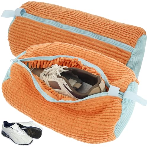 2PCS Schuhwaschbeutel Waschmaschine Schuhe Waschbeutel Schuhbeutel Waschmaschine Schuhsack Wiederverwendbar Reißverschluss Plüsch wäschesack schuhe waschmaschine für Turnschuhe von BOBASH