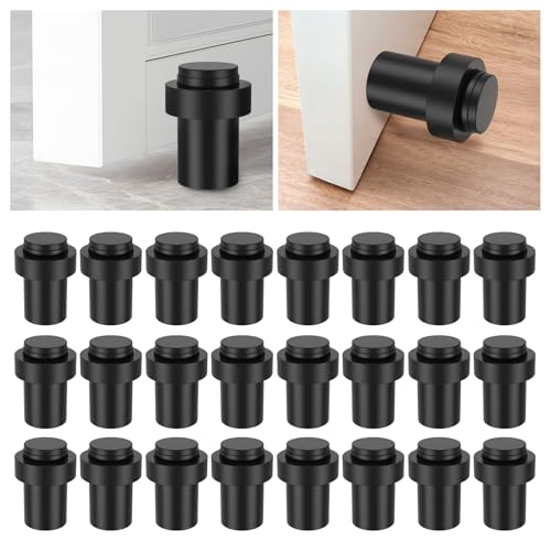 24 Stück Türstopper Schwarz Edelstahl Türstopper Türpuffer Wandschutz mit Schraube Wand-Stopper Boden-Türstoppers für Eingangstüren Wänden Möbeln und Schränken(schwarz,24) von BOBASH