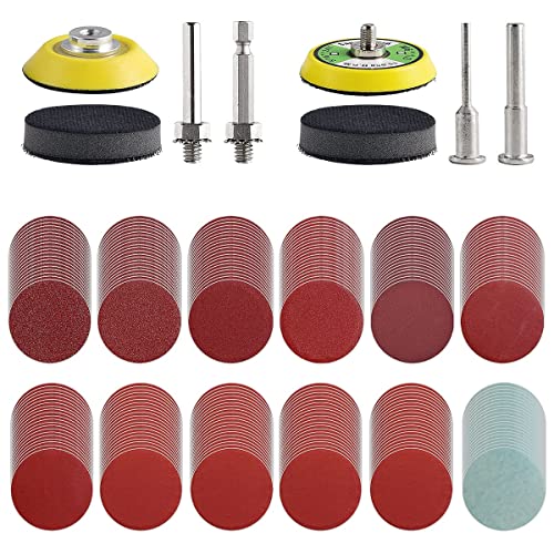 240 Stück Schleifscheiben Set 2 Zoll (50mm) Schleifpads Schnellwechsel Scheiben mit 2 Trägerplatten und Schaft Körnung 80-3000 für Stabschleifer Oberflächenentrostung Schleifen Polieren Rostfarbe von BOBASH