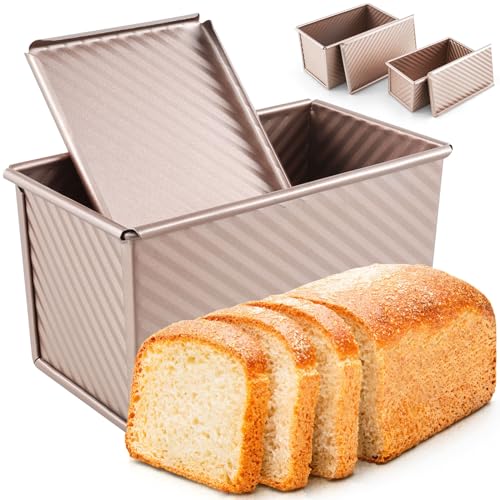 2Pcs Brotbackform mit Deckel, Backform aus Gusseisen, 21.5cm+18.8cm, Backform Rechteckig aus Gusseisen, Toastbrot Backform, Kastenform zum Brot backen, Kasten Brotform zum Backen Hausgemachter Brot von BOBASH