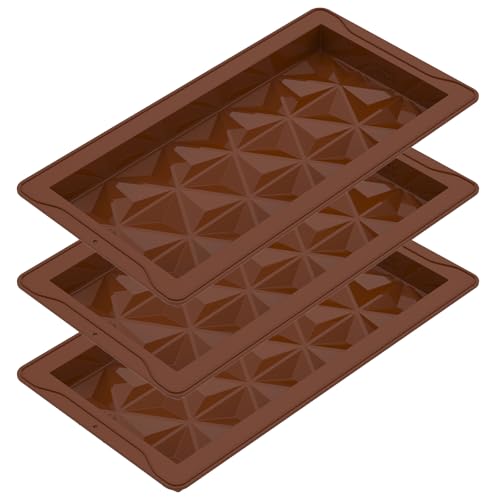 3 Stück Schokoladenform Silikon Tief Schokoladentafel Form Silikonform Schokolade Silikonform Braun Wiederverwendbares Silikon Schokolade Bar Dicke Form Deep Break Apart Candy Bar Forme von BOBASH