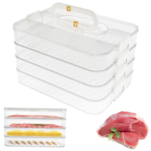 BOBASH Aufschnittdosen für Kühlschrank, Vorratsdose mit Deckel, Aufschnittbox Stapelbar, Vorratsbox, Kühlschrank Organizer, Vorratsbehälter Wurstwaren zur Aufbewahrung (4. Stock) von BOBASH