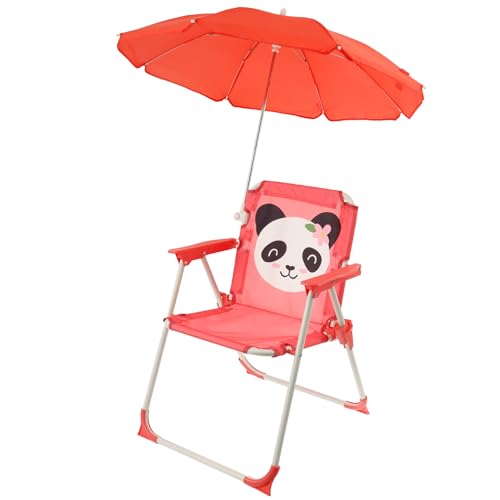 BOBASH Klappstuhl Kinder mit Sonnenschirm Kinder Gartenstühle Kindercampingstuhl Tragbare Strandstuhl für Garden Outdoor Strands(Rosa) von BOBASH