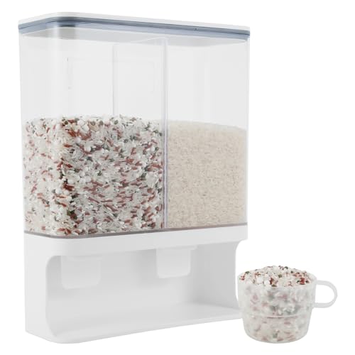Müslidosen Reisspender, Versiegelter Getreidebehälter mit Tasse, Unsichtbare Aufkleber, Wandmontierter Reisaufbewahrungseimer, Müslispender für Cornflakes Mehl Kornflakes Tierfutter (3L:31*24*9cm) Müslidosen Reisspender, Versiegelter Getreidebehälter mit Tasse, Unsichtbare Aufkleber, Wandmontierter Reisaufbewahrungseimer, Müslispender für Cornflakes Mehl Kornflakes Tierfutter (3L:31*24*9cm) von BOBASH