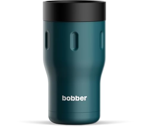 BOBBER Isolierter Kaffeebecher aus Edelstahl mit Deckel, 355 ml, 100 % auslaufsicher, für Pendler, Auto-Becherhalter, spülmaschinenfest, Thermobecher für Männer, Frauen, hält 6 Stunden heiß (Blaugrün) von BOBBER