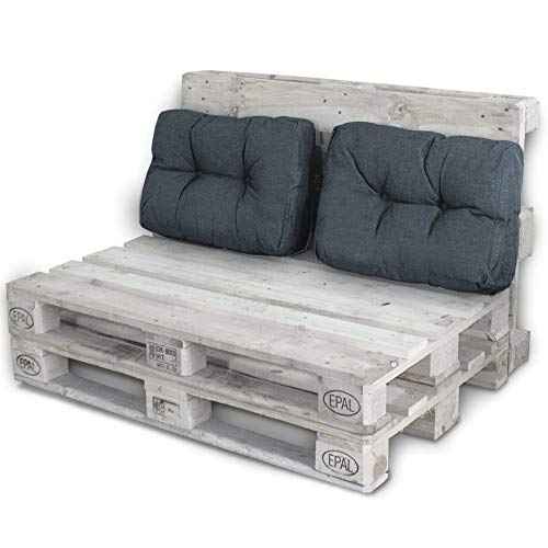 BOBO LACESTONE Palettenkissen Palettenauflagen Sitzkissen Rückenlehne Kissen Palette Polster Sofa Couch (Set 2X Seitenteil, Dunkelgrau) von BOBO