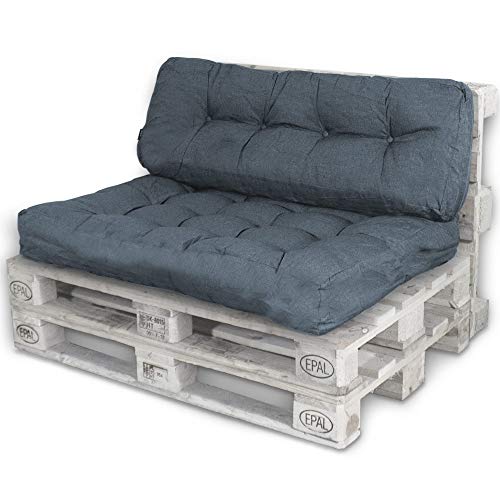 BOBO LACESTONE Palettenkissen Palettenauflagen Sitzkissen Rückenlehne Kissen Palette Polster Sofa Couch (Set Sitzfläche + Rückenteil, Dunkelgrau) von BOBO