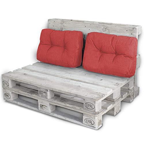 Bobo LACESTONE Palettenkissen Palettenauflagen Sitzkissen Rückenlehne Kissen Palette Polster Sofa Couch (Set 2X Seitenteil, Rot) von BOBO