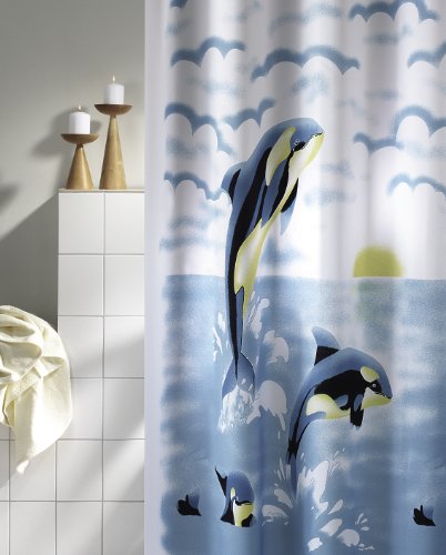 DUSCHVORHANG ORCA weiss blau gelb 180cm breit x 200cm lang DUSCHVORHANG ORCA weiss blau gelb 180cm breit x 200cm lang von BOBO