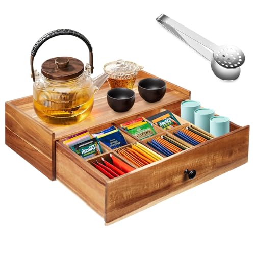 Teebeutel-Organizer aus Akazienholz, mit Teebeutelquetscher und Aufbewahrungsbox, Teebeutelhalter mit Schublade, Teetasche für Teebeutel, Teebeutelaufbewahrungsstation, Teebar-Zubehör für Teebeutel-Organizer aus Akazienholz, mit Teebeutelquetscher und Aufbewahrungsbox, Teebeutelhalter mit Schublade, Teetasche für Teebeutel, Teebeutelaufbewahrungsstation, Teebar-Zubehör für von BOBOKA