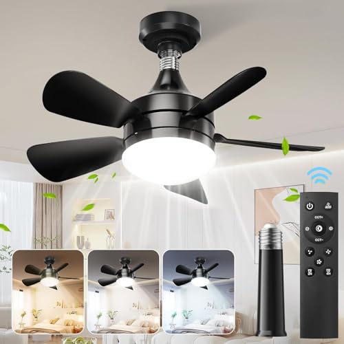 Kleiner Deckenventilator Mit Beleuchtung Und Fernbedienung, E27 Leiser Ventilator Mit Verlängerungsstange, 3000K–6000K, 3 Geschwindigkeiten, Dimmbar, Timer, Ø46CM, Schwarz (Ohne Lampenfassung) Kleiner Deckenventilator Mit Beleuchtung Und Fernbedienung, E27 Leiser Ventilator Mit Verlängerungsstange, 3000K–6000K, 3 Geschwindigkeiten, Dimmbar, Timer, Ø46CM, Schwarz (Ohne Lampenfassung) von BOBOPAI