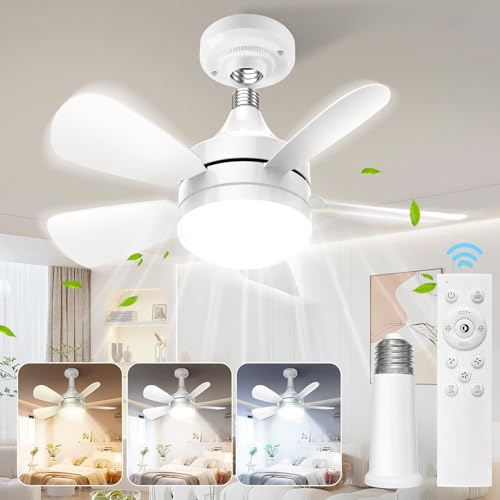 Kleiner Deckenventilator Mit Beleuchtung Und Fernbedienung, E27 Leiser Ventilator Mit Verlängerungsstange, 3000K–6000K, 3 Geschwindigkeiten, Dimmbar, Timer, Ø46CM, Weiß (Ohne Lampenfassung) Kleiner Deckenventilator Mit Beleuchtung Und Fernbedienung, E27 Leiser Ventilator Mit Verlängerungsstange, 3000K–6000K, 3 Geschwindigkeiten, Dimmbar, Timer, Ø46CM, Weiß (Ohne Lampenfassung) von BOBOPAI