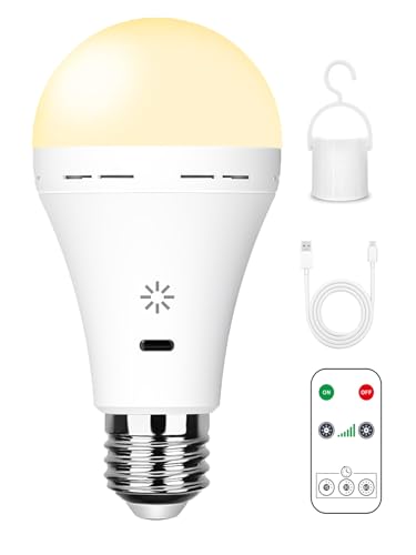 USB-C Wiederaufladbare Glühbirne Mit Fernbedienung, 7W E27 Smart Akku Batterie, Touch Control Dimmbare LED, Mit Timing-funktion, Outdoor Camping Notlicht Mit Haken,3000k/1 pack USB-C Wiederaufladbare Glühbirne Mit Fernbedienung, 7W E27 Smart Akku Batterie, Touch Control Dimmbare LED, Mit Timing-funktion, Outdoor Camping Notlicht Mit Haken,3000k/1 pack von BOBOPAI
