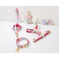 Verstellbares Hundegeschirr Kein Pull-Hundegeschirr Haustierweste, Niedliches Personalisiertes Welpen-Hundegeschirr-Leine-Halsband-Set, Kleiner Welpe von BOBOPUP