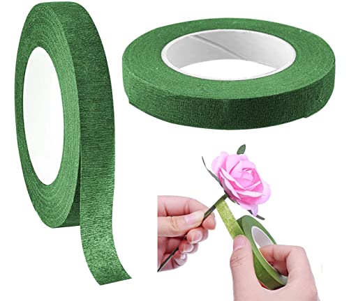 BOBOZHONG Blumenklebeband,2 Stück Florales Klebeband,Selbstklebendes Floristenband Grün, Klebeband Gartenband Stem Tape Kreppband Blumendraht Dekoration für Bouquet Blumen DIY Kunsthandwerk von BOBOZHONG