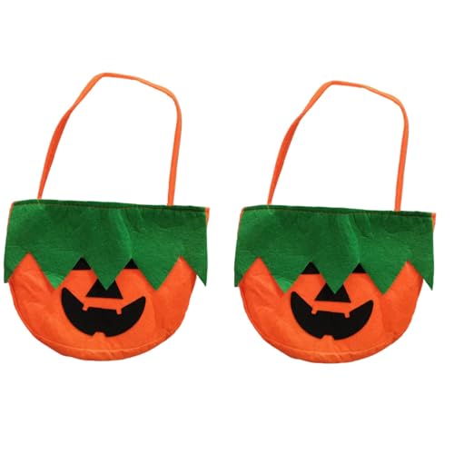 BOBOZHONG Halloween Kürbis Candy Bag,2 Stück Kürbis Sammeltasche,Halloween Süßigkeits,Kinder Kürbis Eimer Trick or Treat Tasche,Taschen Kürbis Eimer für Halloween Party Maskerad(D) von BOBOZHONG
