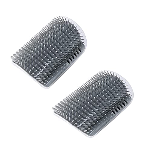 BOBOZHONG Katzenbürste,2 PCS Katze Selbst Groomer,Wand Ecke Grooming Brush Katzen Bürste Cat Self Groomer,Katzenbürste Wand Ecke Mit Packungen Katzenminze & Schrauben Zur Juckreizmassage(Grau) von BOBOZHONG