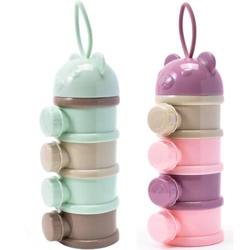 BOBOZHONG MilchPulver Spender,2PCS Baby Milchpulver Container 4 Lagiger Milchpulver Portionierer,Säuglingsnahrung Kasten für Snack,Getreide,Lebensmittel,Obst von BOBOZHONG