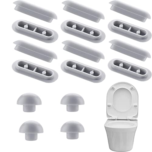 BOBOZHONG WC-Sitz-Puffer-Set,16PCS Toilettensitz-Stoßfänger,Toilettensitz Dämpfer Puffer Plastik WC Sitz Puffer Universal WC-Sitz-Stoßstangen Toilettensitzkissen Stoßstangen (Grau) von BOBOZHONG