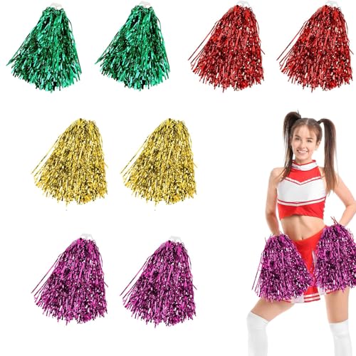 Cheerleading Pompons,8Pcs Cheerleading Pom Poms mit Griff, Bright Metallic Cheers Ball Kunststoff Cheerleader Cheerleading Pom Poms Party Kostüm Zubehör Set für Sport Meeting Sport Wettbewerb Cheerleading Pompons,8Pcs Cheerleading Pom Poms mit Griff, Bright Metallic Cheers Ball Kunststoff Cheerleader Cheerleading Pom Poms Party Kostüm Zubehör Set für Sport Meeting Sport Wettbewerb von BOBOZHONG