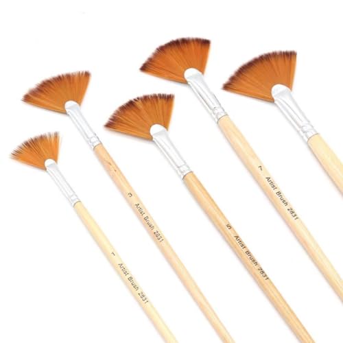 Malen Pinsel Set,5 Stück Fächerpinsel Künstler Pinsel Nylonhaar Künstlerpinsel für Acrylmalerei Aquarellmalerei Ölmalerei perfekt geeignet von BOBOZHONG