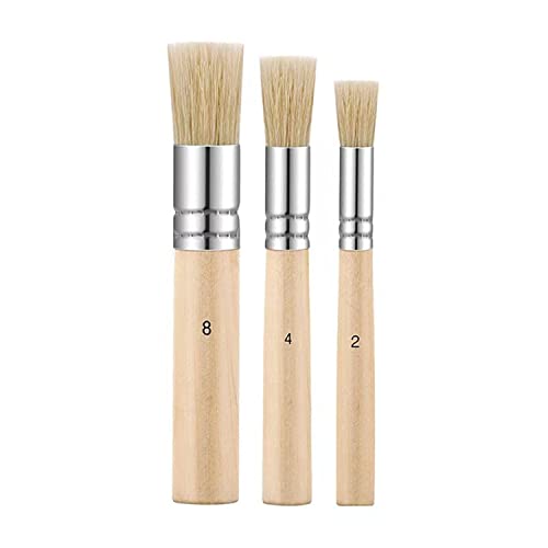 Schablonenpinsel aus Holz, 3 Stück Pinselset für Acrylmalerei Kunstpinsel Bastelpinsel Malpinsel-Set Naturborsten Kunstmalpinsel für Ölmalerei DIY Basteln Kartenherstellung Acrylöl Aquarell Malzubehör von BOBOZHONG