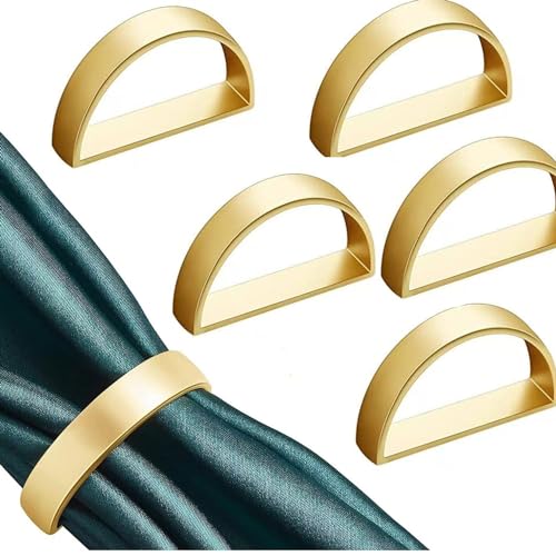 Serviettenringe aus Metall,5 Stück Elegante Serviettenschnallen Servietten Ring Halbrunder Serviettenschnallen für Tischdekoration Valentinstag Ostern Hochzeit Weihnachten Geburtstagsparty(Gold) von BOBOZHONG