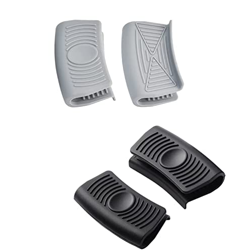 Silikongriffe für Töpfe Hitzebeständig,4 Stück Silikon Assist Griff Klemmgriff Topfhandschuhe Griffhalter Handclip Haltbarer für Ofenschalen Finger Schützen Gusseiserne Bratpfannen Schwarz Grau von BOBOZHONG
