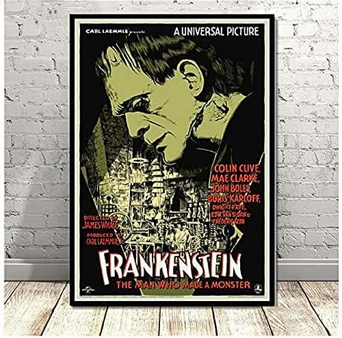 Poster Frankenstein Universal Monsters Vintage-Filmplakat, Wandkunst, Bilder, Poster Und Drucke, Leinwandgemälde, Heimdekoration 50X70Cm Kein Rahmen von BOBSLA