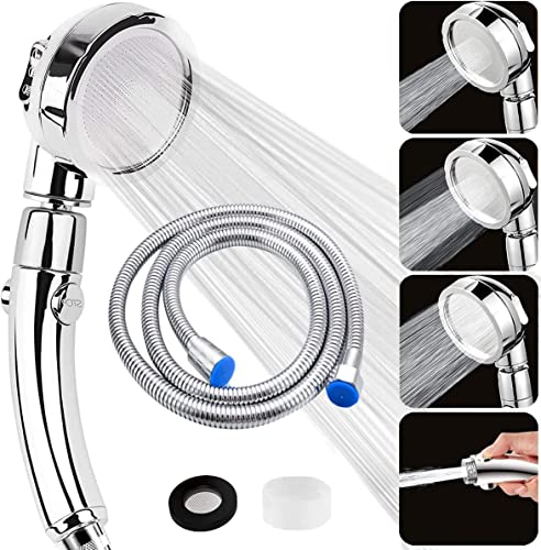 Duschkopf mit Schlauch 2m - Wassersparend Duschkopf Regendusche - Duschbrause Hochdruck Druckerhöhend mit Wasserstop Function - 3 Strahlarten Handbrause Chrome Dusche Brausekopf Groß - für Baden Spa von BOCHION