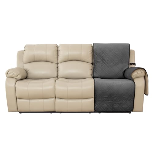 BOCTOPUG Samt-Bezug für Liegestuhl, wasserdichter Sofa-Schonbezug, Sofabezug, wasserabweisend, Couchbezug für Hunde, Haustiere (dunkelgrau, 58,4 cm links) von BOCTOPUG