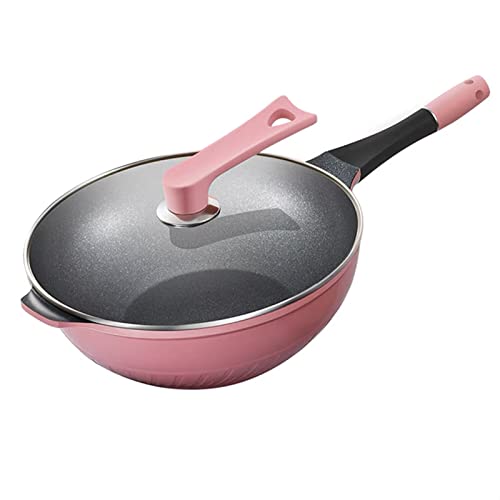 BOCbco Antihaftbeschichtete Pfanne Mit Deckel, Wokpfanne 32 Cm, Induktion, Geeignet Für Alle Herdarten, Einschließlich Induktion, Große Woks Und Pfannen/Pink von BOCbco