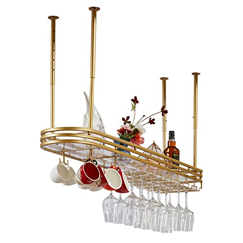 BOCbco Decken-Weinflaschenregale, Verstellbares Weinglas-Hängegestell, Hängende Champagnerkelchhalter, 31" 39" 47" Deckenhalterungsregal Zum Aufhängen Von Blumen/Gold/80Cm von BOCbco