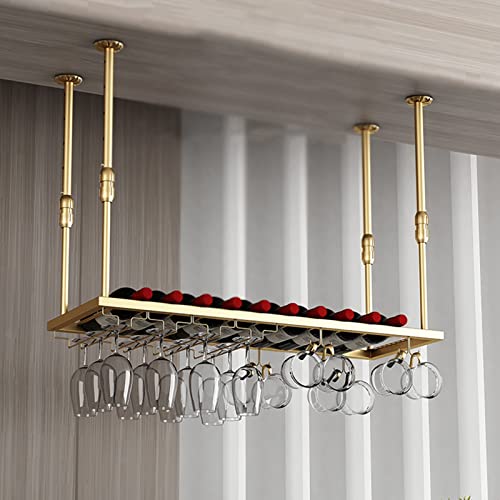 BOCbco Decken-Weinregale, Stemware-Regal, Wand-Weinglashalter, Decken-Weinflaschenregale, Verstellbare Höhe Und Breite, Schwebendes Weinlagerregal Aus Goldenem Edelstahl/Gold/200Cm BOCbco Decken-Weinregale, Stemware-Regal, Wand-Weinglashalter, Decken-Weinflaschenregale, Verstellbare Höhe Und Breite, Schwebendes Weinlagerregal Aus Goldenem Edelstahl/Gold/200Cm von BOCbco