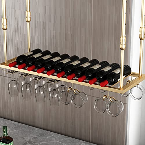 BOCbco Deckenmontierter Weinflaschenhalter, Weinregal Für Die Wand, Zum Aufhängen Von Weingläsern, Deckenmontage, Perfekt Für Bar, Keller, Schrank, Zuhause, Küche/Gold/100Cm BOCbco Deckenmontierter Weinflaschenhalter, Weinregal Für Die Wand, Zum Aufhängen Von Weingläsern, Deckenmontage, Perfekt Für Bar, Keller, Schrank, Zuhause, Küche/Gold/100Cm von BOCbco