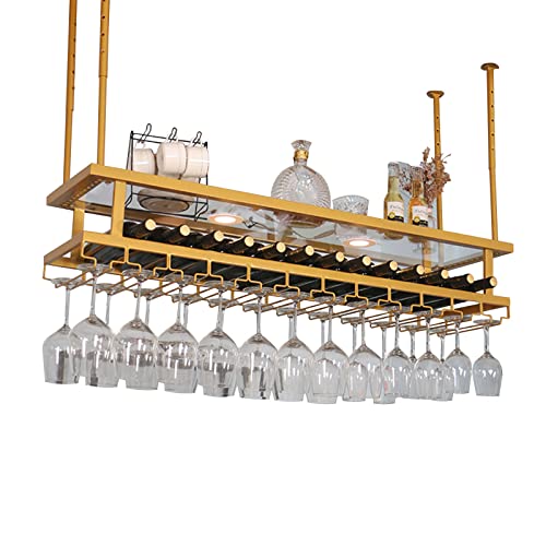 BOCbco Deckenmontiertes Weinglasregal, Weinregal Aus Metall Mit Glashalter, Höhenverstellbares Hängendes Weinregal, Weinglas – Weinflaschen-Präsentationsregal/180Cm BOCbco Deckenmontiertes Weinglasregal, Weinregal Aus Metall Mit Glashalter, Höhenverstellbares Hängendes Weinregal, Weinglas – Weinflaschen-Präsentationsregal/180Cm von BOCbco