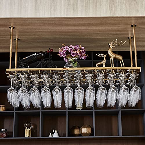 BOCbco Goldenes Decken-Weinregal Mit Stemware-Rack, Höhenverstellbares Regal, Champagnerglas-Rack, Hängende Weinglas-Racks, Stemware-Halter, Für Bars, Restaurants/Gold+B/80Cm BOCbco Goldenes Decken-Weinregal Mit Stemware-Rack, Höhenverstellbares Regal, Champagnerglas-Rack, Hängende Weinglas-Racks, Stemware-Halter, Für Bars, Restaurants/Gold+B/80Cm von BOCbco