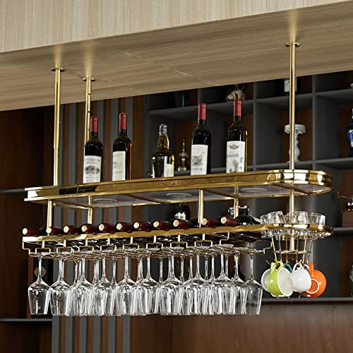 BOCbco Industrieller Vintage-Weinflaschenhalter Zur Deckenmontage, Weinregal Aus Metall Mit Glashalter, Verstellbarer Hänger Für Weingläser, Deckendekorationsregal/60Cm BOCbco Industrieller Vintage-Weinflaschenhalter Zur Deckenmontage, Weinregal Aus Metall Mit Glashalter, Verstellbarer Hänger Für Weingläser, Deckendekorationsregal/60Cm von BOCbco