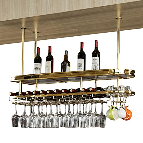 BOCbco Industrielles Vintage Weinglasregal, Weinflaschenregal, Dekorativer Deckenrahmen, Deckenregal, Höhenverstellbar, Weinglas – Weinflaschen-Präsentationsständer/80Cm BOCbco Industrielles Vintage Weinglasregal, Weinflaschenregal, Dekorativer Deckenrahmen, Deckenregal, Höhenverstellbar, Weinglas – Weinflaschen-Präsentationsständer/80Cm von BOCbco