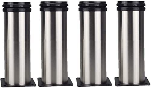 BOCbco Möbelbein Sofabeine Metallbeine Für Couchtisch, Höhenverstellbare Bar Esstisch Einheit Möbelbeine 4X Runde Füße Küchenfüße Edelstahl Gummibodenkissen/20Cm/8In von BOCbco