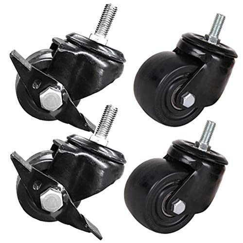 BOCbco Plattenrollen Schwerlastrollen Mit Gewinde M10, 40 Mm, 15 Zoll, 50 Mm, 2 Zoll, Geräuscharme Nylonrollen Für Den Möbel- Und Industrietransport, 320 Kg Bis 400 Kg, Schwenkrad Mit Bremse Für Fabri von BOCbco