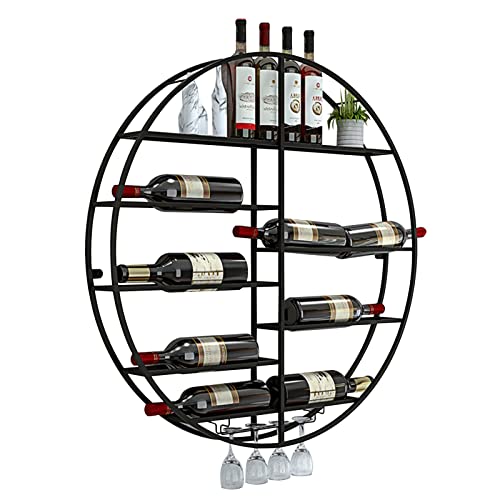BOCbco Runde Weinregale Zur Wandmontage, Weintassenregal, Weinflaschenhalter Aus Metall, Weindekoration Mit Glashalter, Schwimmendes Präsentationsregal, Flaschenhalter Für Küchenbar-Zubehör, Gold/Blac BOCbco Runde Weinregale Zur Wandmontage, Weintassenregal, Weinflaschenhalter Aus Metall, Weindekoration Mit Glashalter, Schwimmendes Präsentationsregal, Flaschenhalter Für Küchenbar-Zubehör, Gold/Blac von BOCbco