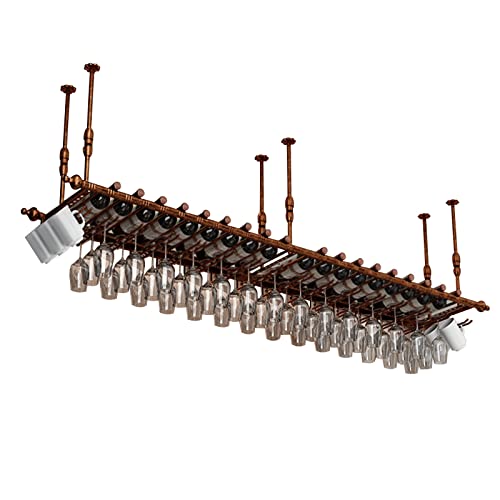 BOCbco Rustikales Weinregal Aus Stahl Zur Wandmontage, Weinglasregal Für Die Decke, Höhenverstellbares Schwebendes Regal Für Geschirrflaschen, Deckendekorationsregal Für Schrankküchenbar/Bronzed/180Cm BOCbco Rustikales Weinregal Aus Stahl Zur Wandmontage, Weinglasregal Für Die Decke, Höhenverstellbares Schwebendes Regal Für Geschirrflaschen, Deckendekorationsregal Für Schrankküchenbar/Bronzed/180Cm von BOCbco
